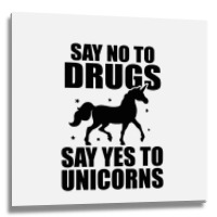 Red Yes To Unicorns Ribbon Week Metal Print Square | Artistshot