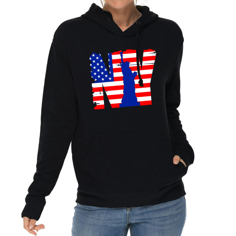 Vintage New York City Usa Flag Graphic Tees, New York City Lightweight Hoodie | Artistshot