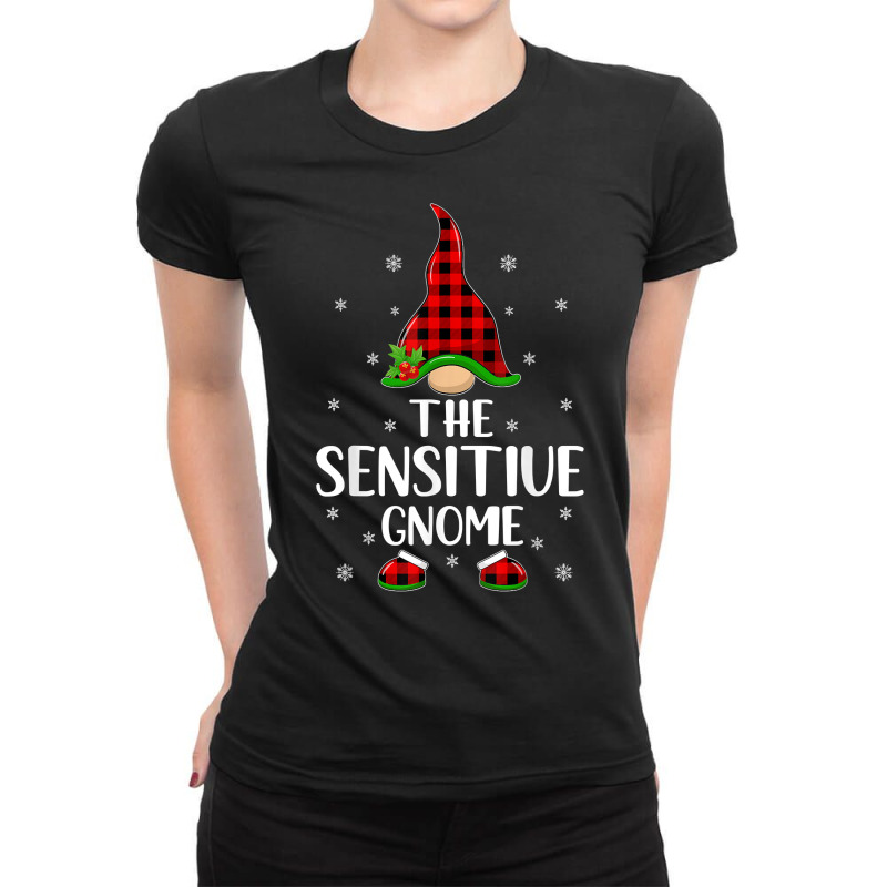 Matching Family Buffalo Plaid The Sensitive Gnome Christmas T Shirt Ladies Fitted T-Shirt by cm-arts | Artistshot