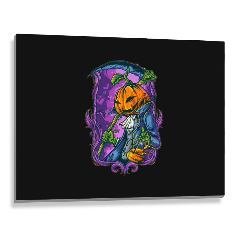 So Awesome Pumpkin Reaper Design Metal Print Horizontal | Artistshot