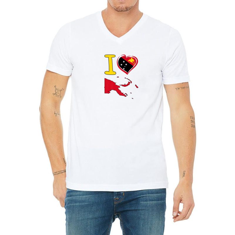 I Love Papua New Guinea. Guinean Flag In Shape Of A Heart V-neck Tee | Artistshot