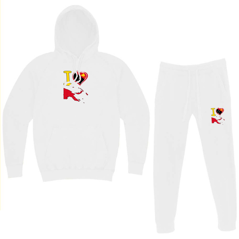 I Love Papua New Guinea. Guinean Flag In Shape Of A Heart Hoodie & Jogger Set | Artistshot