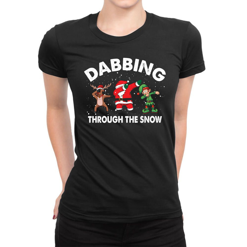 Dabbing Through The Snow For Dark Ladies Fitted T-Shirt by autlu2024 | Artistshot