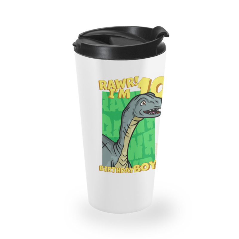 Rawr! I'm 10 Birthday Boys 10th Birthday Dino Mussaurus Travel Mug | Artistshot