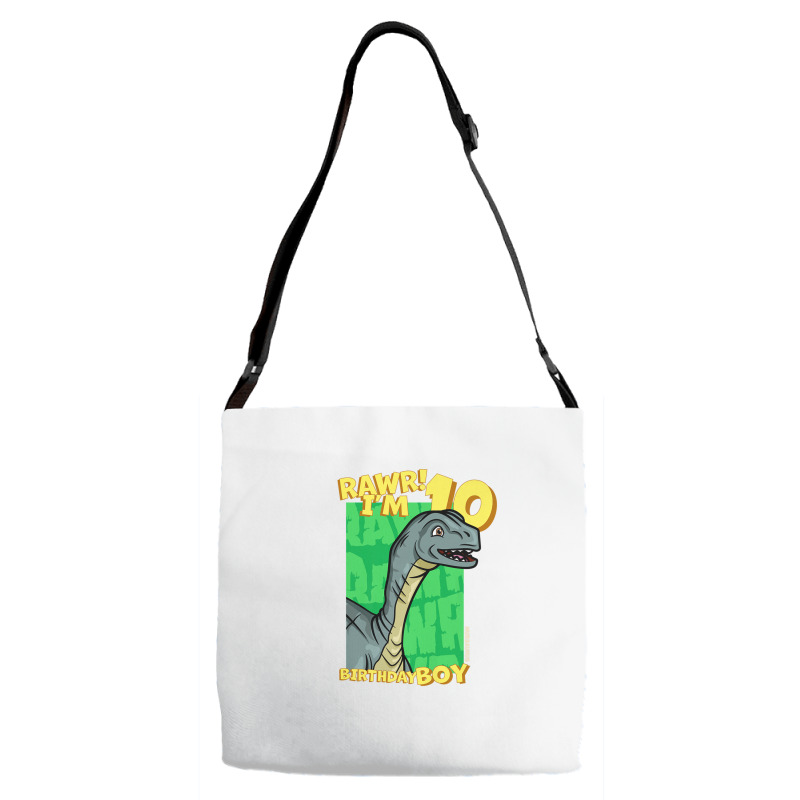 Rawr! I'm 10 Birthday Boys 10th Birthday Dino Mussaurus Adjustable Strap Totes | Artistshot