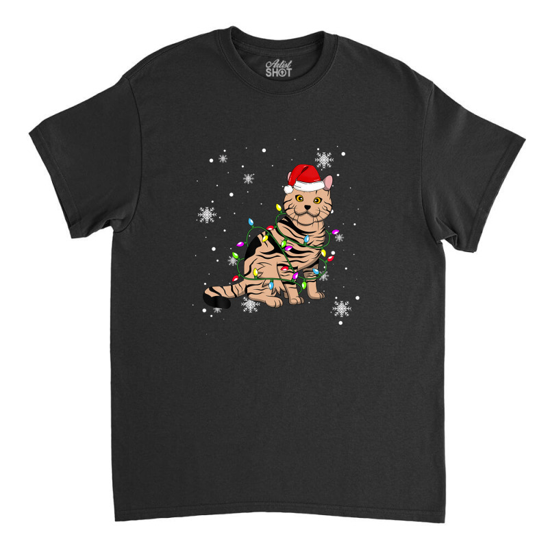 American Shorthair Cat Christmas Lights Christmas Cat Lover Classic T-shirt by arabianartyom | Artistshot