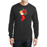 Watercolor Stocking Santa Christmas Tree Lights Xmas Teens Long Sleeve Shirts | Artistshot