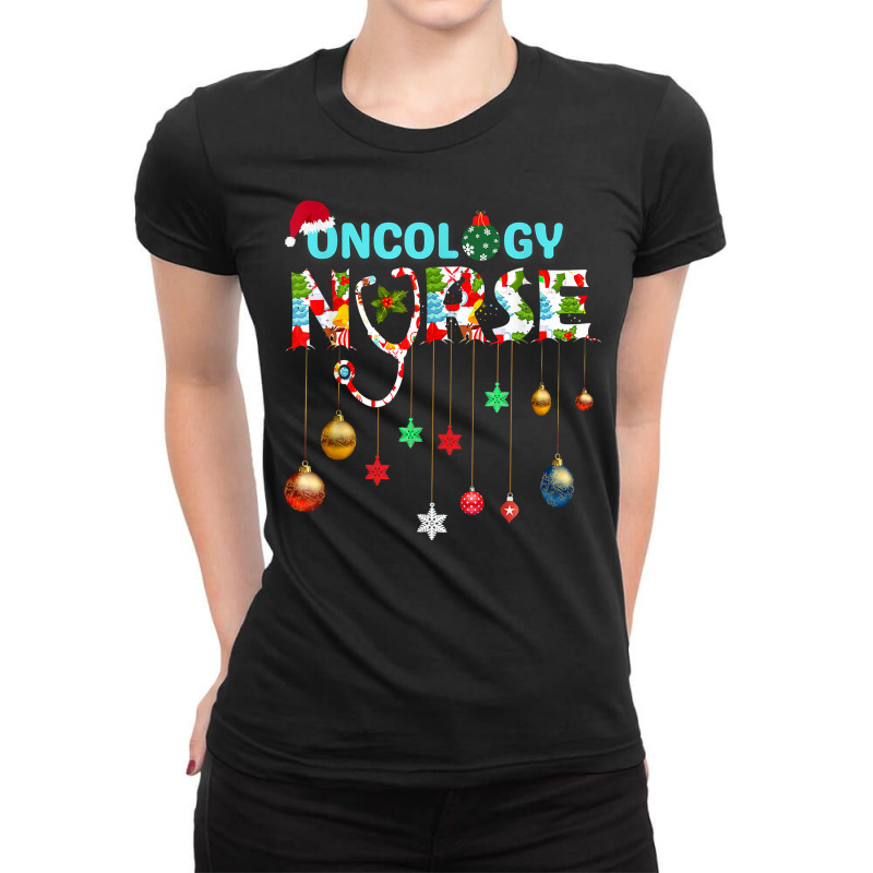 Merry Christmas Oncology Nurse Rn Oncologist Nursing Gift T Shirt Ladies Fitted T-Shirt by cm-arts | Artistshot