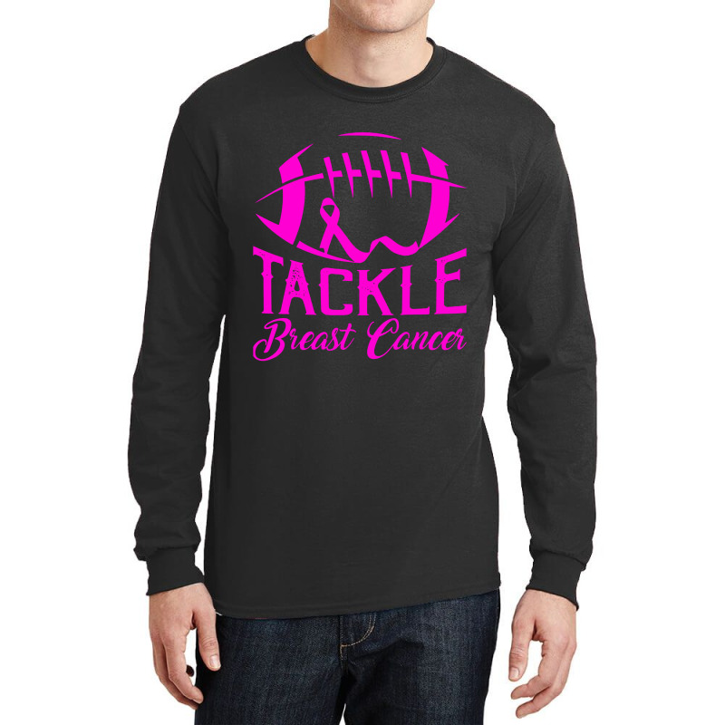 Tackle Awareness American Football Pink Ribbon Long Sleeve Shirts | Artistshot