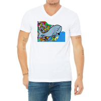 Blue Whale, Marine Sea Animal, Ocean Life, Surf, Art Work Raglan Baseb V-neck Tee | Artistshot