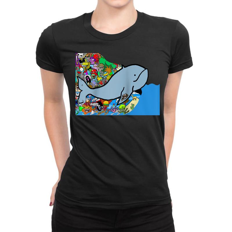 Blue Whale, Marine Sea Animal, Ocean Life, Surf, Art Work Raglan Baseb Ladies Fitted T-Shirt by cm-arts | Artistshot