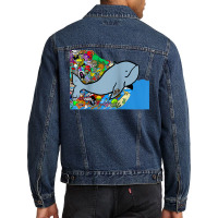 Blue Whale, Marine Sea Animal, Ocean Life, Surf, Art Work Raglan Baseb Men Denim Jacket | Artistshot