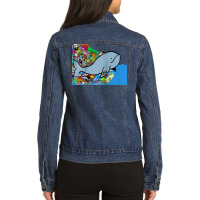 Blue Whale, Marine Sea Animal, Ocean Life, Surf, Art Work Raglan Baseb Ladies Denim Jacket | Artistshot