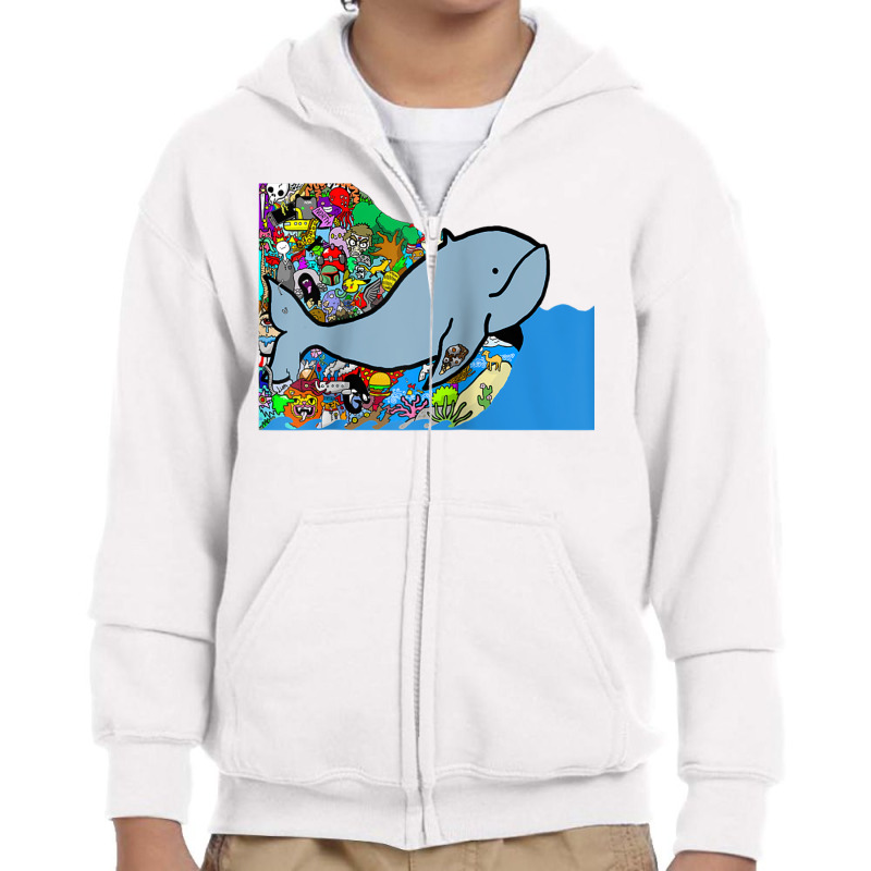 Blue Whale, Marine Sea Animal, Ocean Life, Surf, Art Work Raglan Baseb Youth Zipper Hoodie | Artistshot