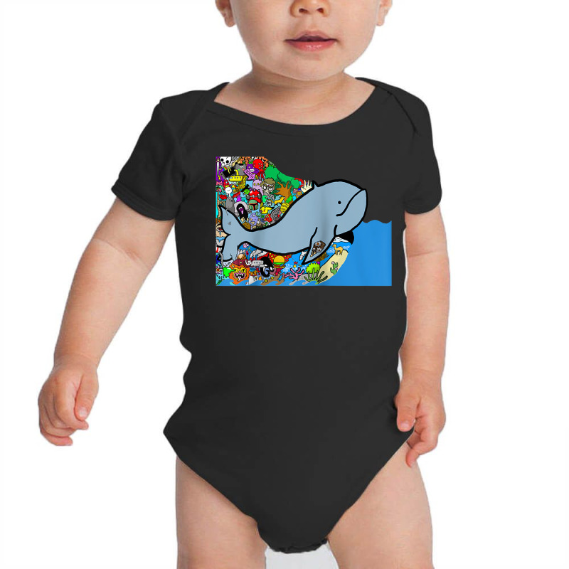 Blue Whale, Marine Sea Animal, Ocean Life, Surf, Art Work Raglan Baseb Baby Bodysuit | Artistshot