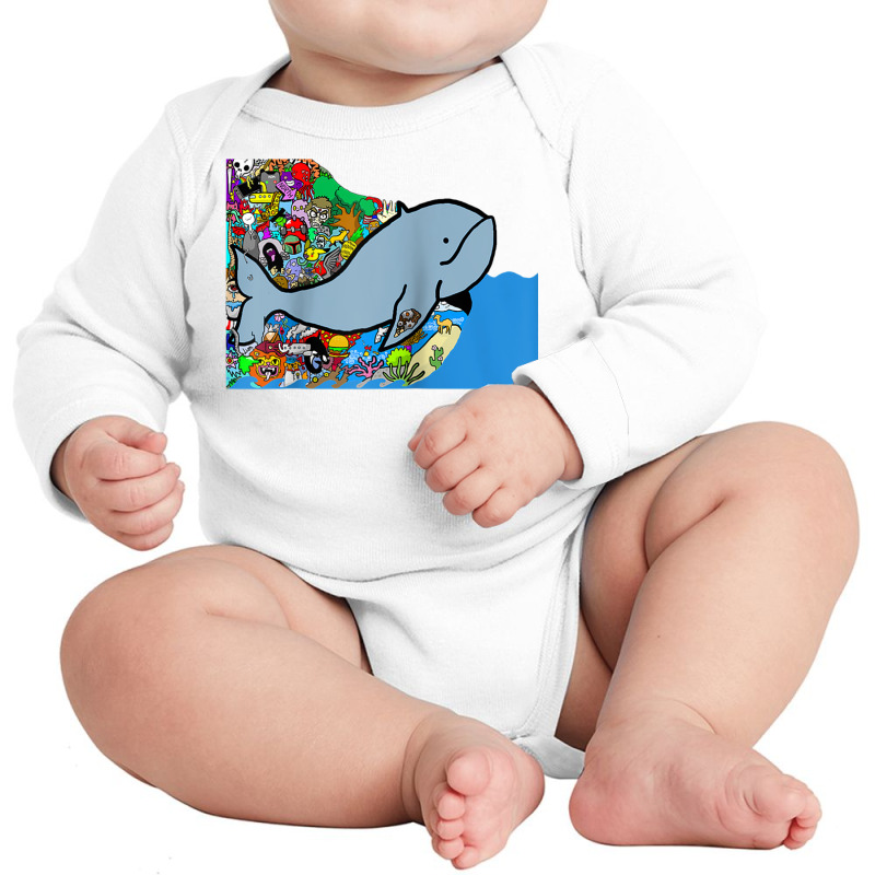 Blue Whale, Marine Sea Animal, Ocean Life, Surf, Art Work Raglan Baseb Long Sleeve Baby Bodysuit | Artistshot