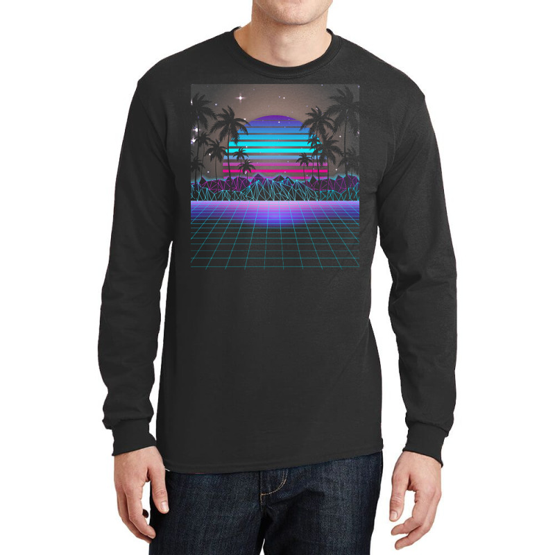 Synthwave T  Shirt Fascinating Dusk Retrowave T  Shirt Long Sleeve Shirts | Artistshot