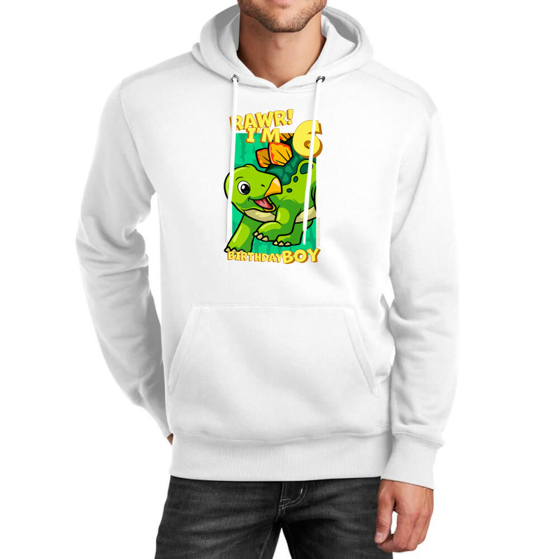 Rawr! I'm 6 Birthday Boys 6th Birthday Dino Stegosaurus Unisex Hoodie | Artistshot