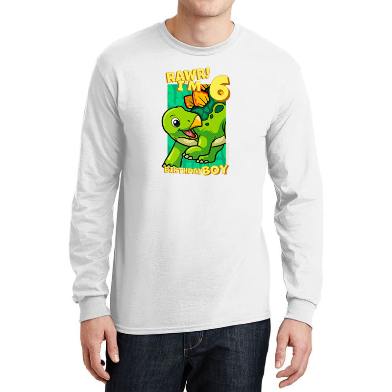 Rawr! I'm 6 Birthday Boys 6th Birthday Dino Stegosaurus Long Sleeve Shirts | Artistshot