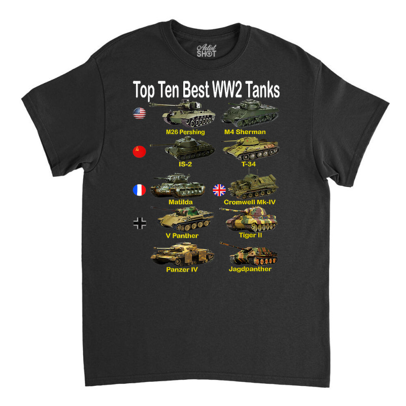 Top Ten Best Ww2 Tanks M4 Sherman Panzer Iv Tiger Ii T 34 T Shirt Classic T-shirt by cm-arts | Artistshot