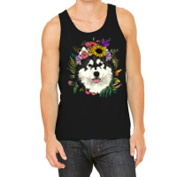 Floral Alaskan Malamute Dog Botanical Plant Flower Dog Lover T Shirt Tank Top | Artistshot