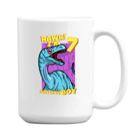 Rawr! I'm 7 Birthday Boys 7th Birthday Dino Noasaurus 15 Oz Coffee Mug | Artistshot