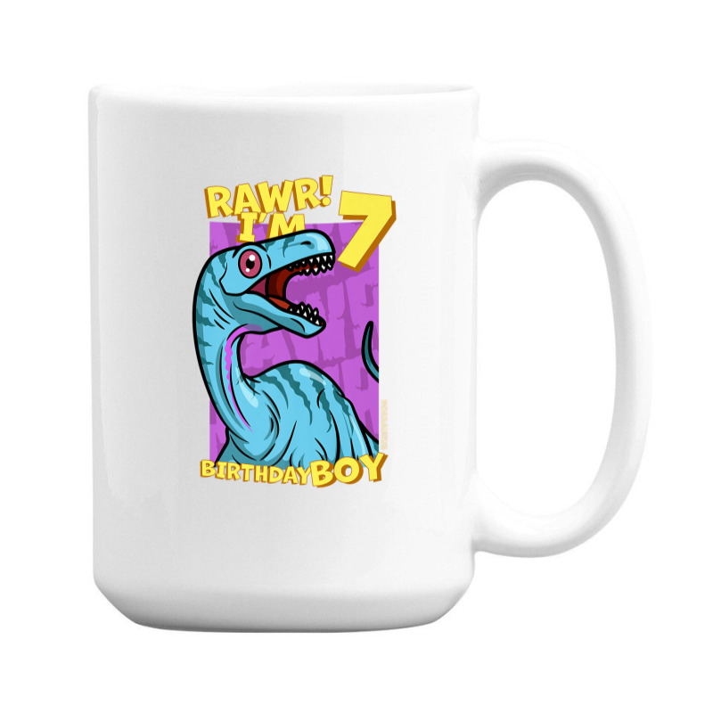 Rawr! I'm 7 Birthday Boys 7th Birthday Dino Noasaurus 15 Oz Coffee Mug | Artistshot