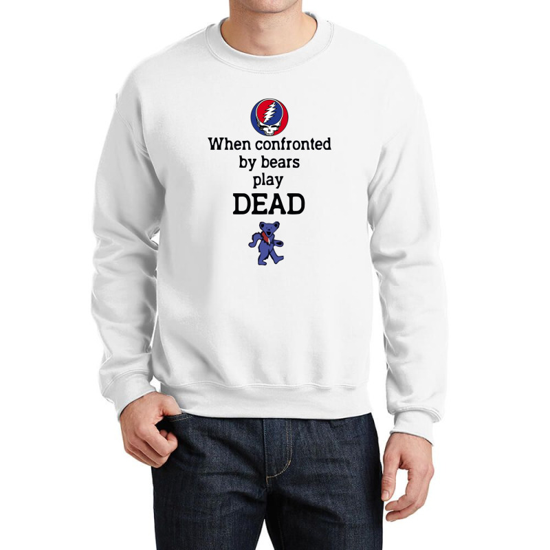 Bear Play Dead With Flower Grateful Crewneck Sweatshirt | Artistshot