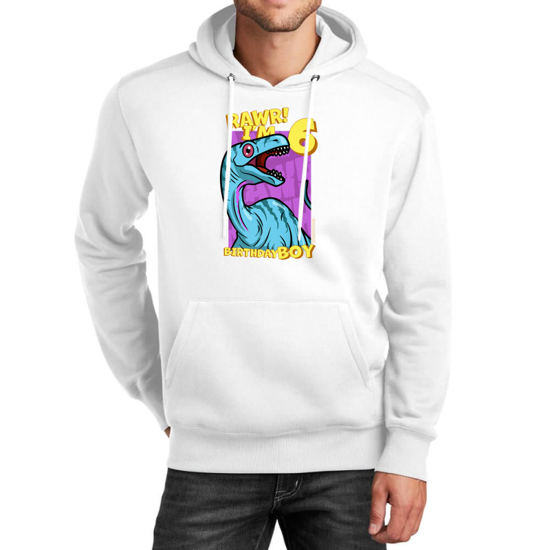 Rawr! I'm 6 Birthday Boys 6th Birthday Dino Noasaurus Unisex Hoodie | Artistshot