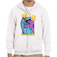 Rawr! I'm 8 Birthday Boys 8th Birthday Dino Noasaurus Youth Zipper Hoodie | Artistshot