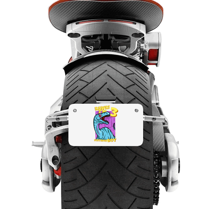 Rawr! I'm 3 Birthday Boys 3rd Birthday Dino Noasaurus Motorcycle License Plate | Artistshot