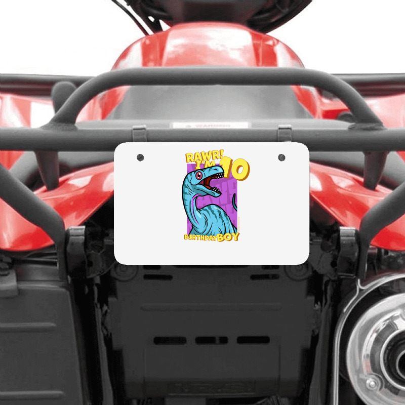 Rawr! I'm 10 Birthday Boys 10th Birthday Dino Noasaurus Atv License Plate | Artistshot