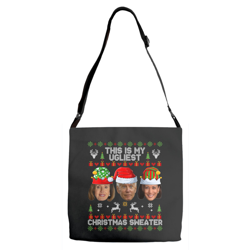 This Is My Ugliest Christmas Sweater Funny Joe Biden Kamala T Shirt Adjustable Strap Totes | Artistshot