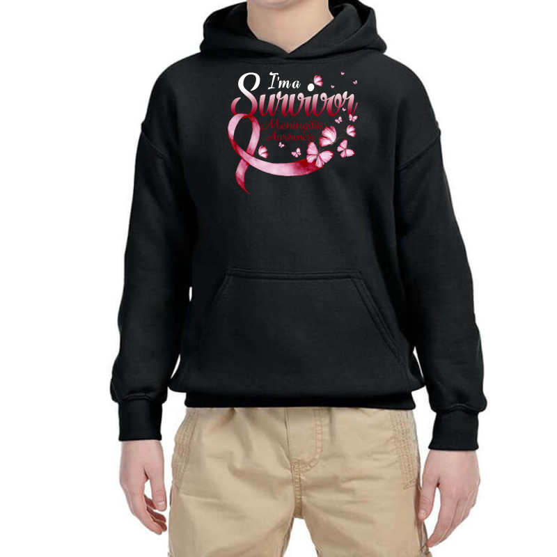 I'm A Survivor Meningitis Awareness Butterfly Long Sleeve T Shirt Youth Hoodie by cm-arts | Artistshot