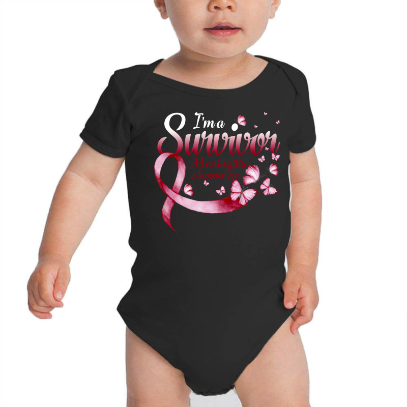 I'm A Survivor Meningitis Awareness Butterfly Long Sleeve T Shirt Baby Bodysuit by cm-arts | Artistshot