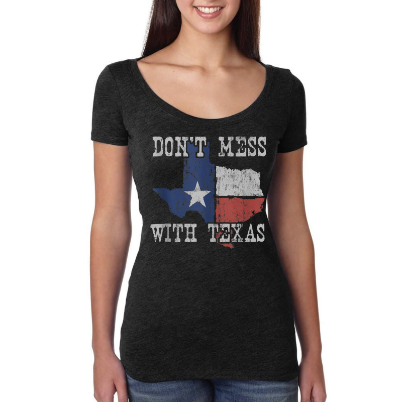 Don't Mess With Vintage Texas Longhorn Lone Star State Shirt Tank Top Women's Triblend Scoop T-shirt by cm-arts | Artistshot