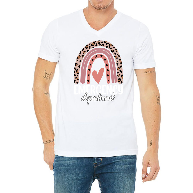 Emergency Department Rainbow Leopard Emergency Room Nursing Long Sleev V-neck Tee | Artistshot