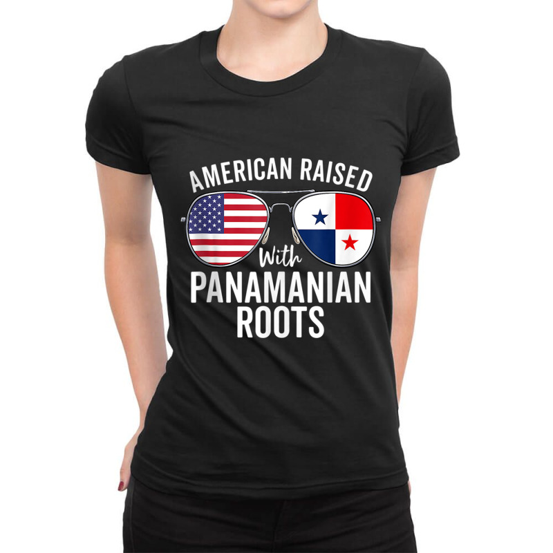 American Raised With Panamanian Roots Usa Panama Flag Tank Top Ladies Fitted T-Shirt by cm-arts | Artistshot