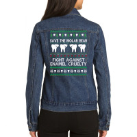 Funny Dentist Christmas Molar Bear Shirt Dentistry Gifts Ladies Denim Jacket | Artistshot