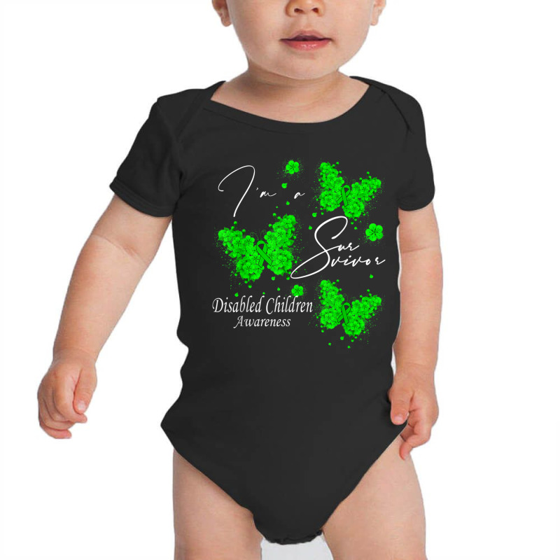 I'm A Survivor Disabled Children Awareness Butterfly T Shirt Baby Bodysuit by cm-arts | Artistshot