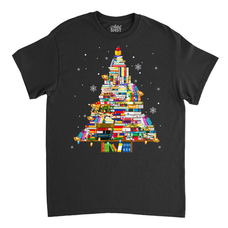 Christmas Library Tree Lights For Librarian And Book Lover Long Sleeve Classic T-shirt by cm-arts | Artistshot