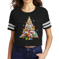 Christmas Library Tree Lights For Librarian And Book Lover Long Sleeve Scorecard Crop Tee | Artistshot