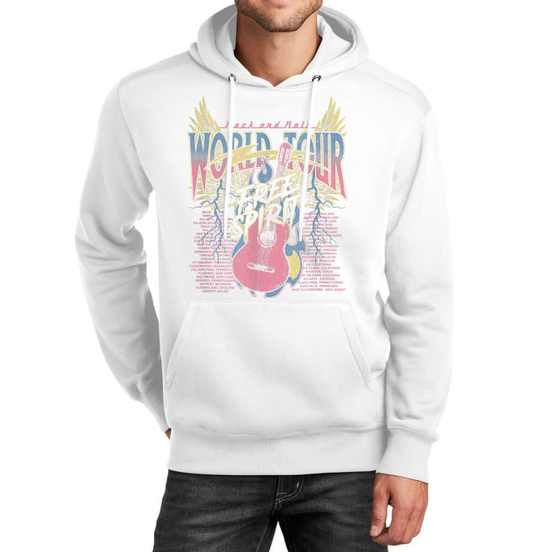 Rock & Roll Free Spirit World Tour Guitar Fire Wings Thunder T Shirt Unisex Hoodie by klaasmis | Artistshot