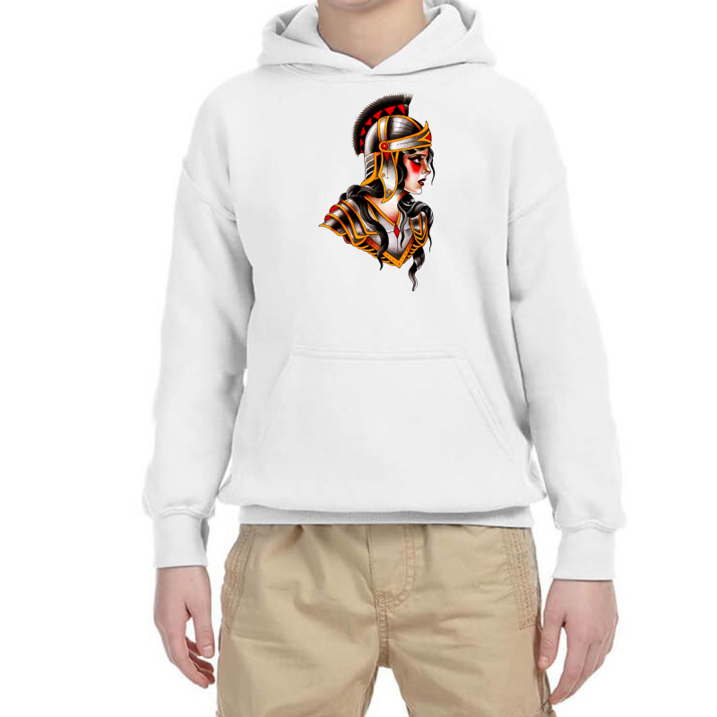 Traditional Beautiful Knight Tattoo Youth Hoodie by cm-arts | Artistshot