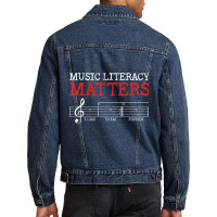 Music Literacy Matters I Like To Eat Puppies Funny Sarcastic Long Slee Men Denim Jacket | Artistshot