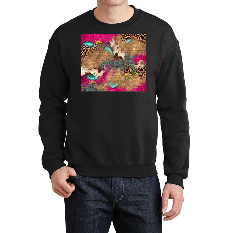 Pink Glitter Leopard Sunflower Gemstone Crewneck Sweatshirt | Artistshot