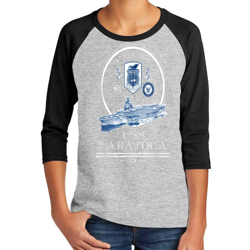 Uss Saratoga Cva 60 Naval Ship Military Aircraft Carrier T Shirt Youth 3/4 Sleeve by cm-arts | Artistshot