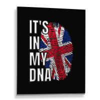 Its In My Dna British Flag United Kingdom Fingerprint Raglan Baseball Metal Print Vertical | Artistshot