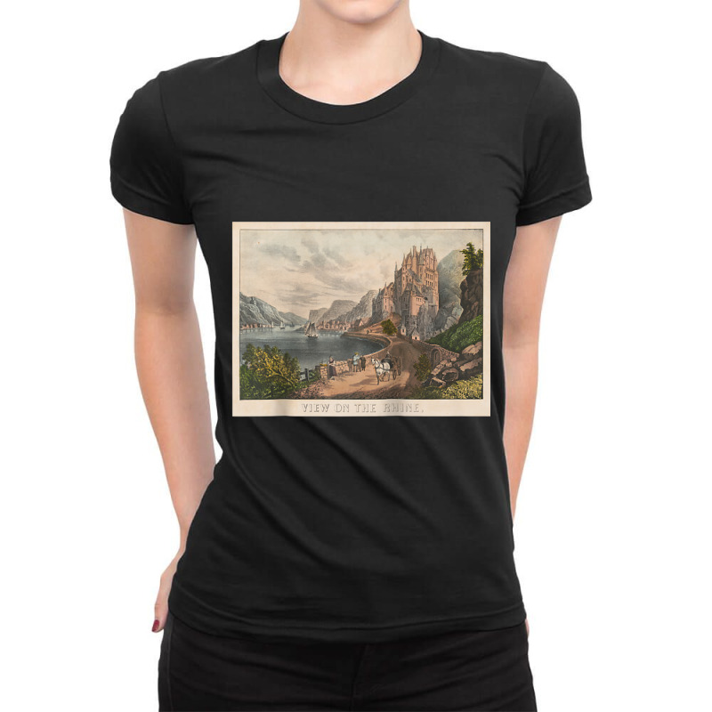 Vintage Rhine River Illustration (1907) Raglan Baseball Tee Ladies Fitted T-Shirt by cm-arts | Artistshot