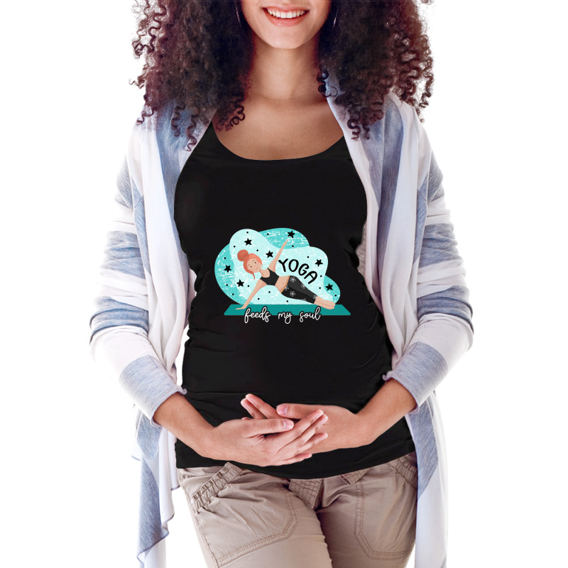 Yoga Feeds My Soul Relaxation Positive Long Sleeve T Shirt Maternity Scoop Neck T-shirt by cm-arts | Artistshot